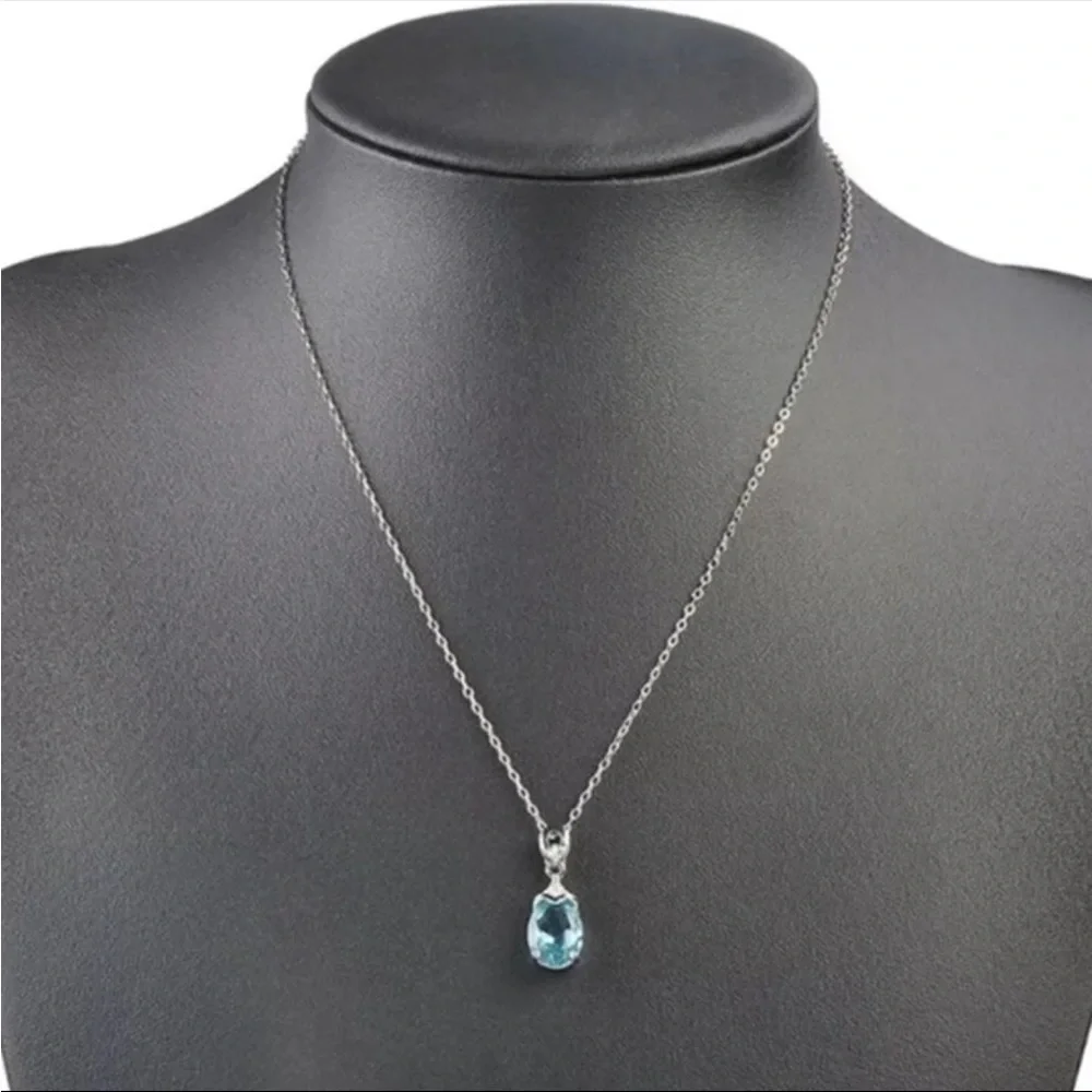 New Luxury Blue Color Pear  Necklaces for Women Anniversary - Picture 4 of 6